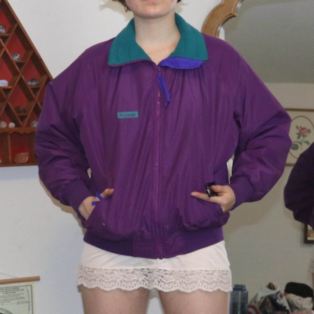 "columbia sportswear" 80s fleece lined wind breaker - Picture 3 of 4
